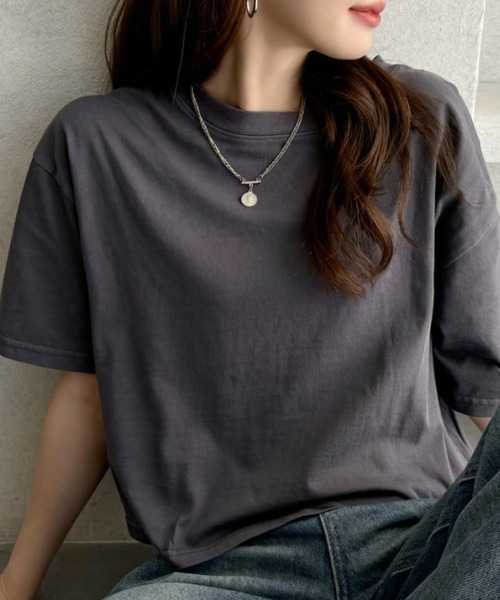 TREOVER tシャツ ヴィンテージ風 ピグメントショート丈Tシャツ