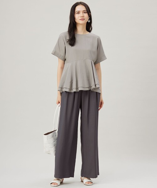 自由区（ジユウク） ブラウス シャツ ソフトリネンペプラム ブラウス