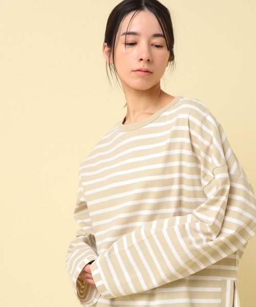 tシャツ M2432 コットンボーダービッグロンＴ レディース