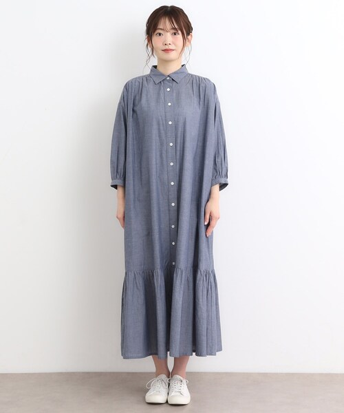 ローラアシュレイ　ノースリーブマキシ丈ロングシャツワンピースAラインブラック黒 LAURA ASHLEY（ローラアシュレイ） ワンピース 「コットン100％／羽織