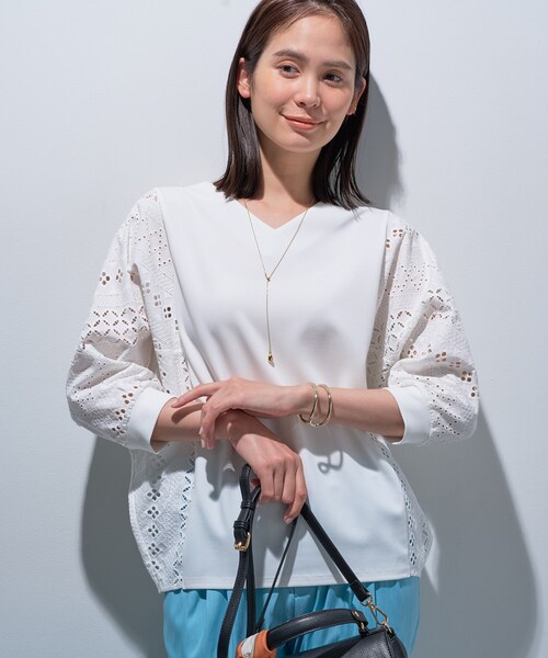 tシャツ 「洗える／体型カバー」レースコンビトップス レディース | INDIVI | 07