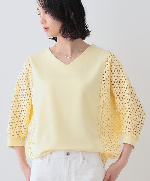 INDIVI tシャツ 新色登場！「洗える／体型カバー」レースコンビ