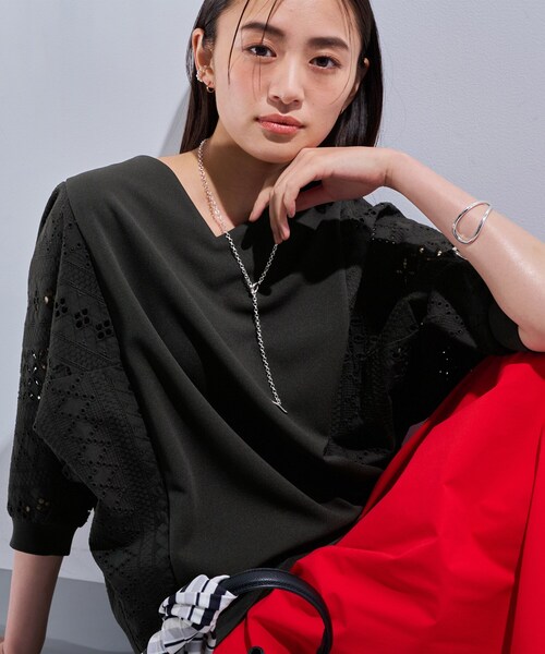 tシャツ 「洗える／体型カバー」レースコンビトップス レディース | INDIVI | 03