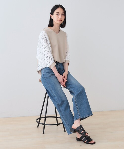 tシャツ 「洗える／体型カバー」レースコンビトップス レディース | INDIVI | 22