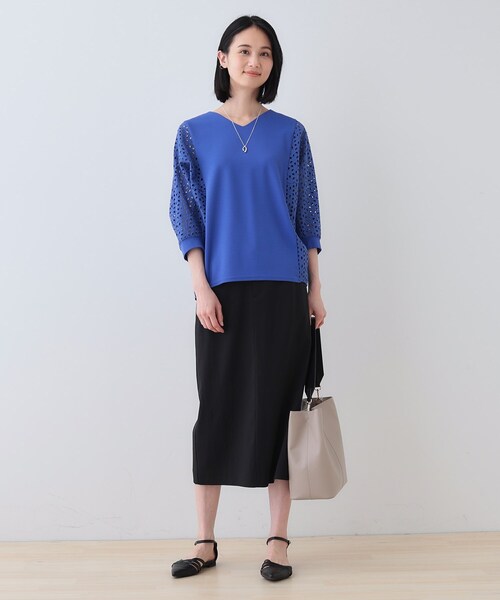 INDIVI tシャツ 新色登場！「洗える／体型カバー」レースコンビ