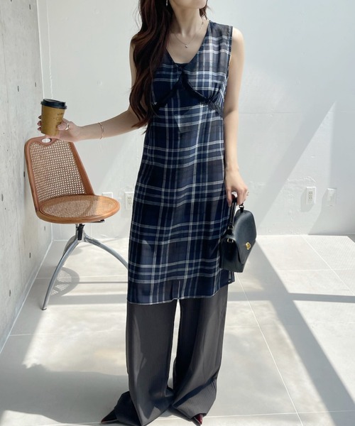 Ada. ワンピース シアーチェック ノースリーブワンピース : ZOZOTOWN