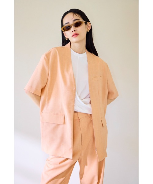 emmi コート アウター セミシアーハーフスリーブジャケット