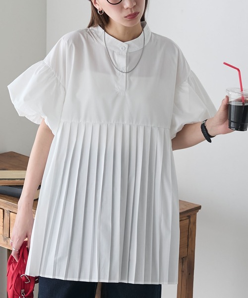 ブラウス シャツ レ―スフリル切替デザインブラウス レディース Swingle ブラウス シャツ ラッフルフリルデザインブラウス