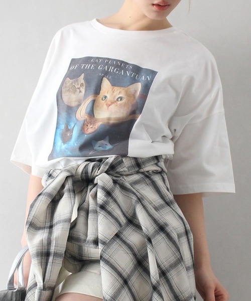 tシャツ ネコＴシャツ / 579968 レディース SpRay tシャツ 宇宙ねこ BIG Tシャツ レディース : ZOZOTOWN