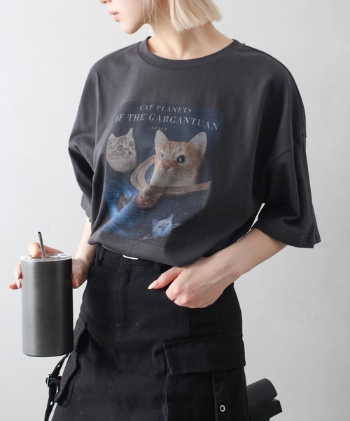 tシャツ ネコＴシャツ / 579968 レディース SpRay tシャツ 宇宙ねこ BIG Tシャツ レディース : ZOZOTOWN