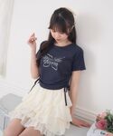 tシャツ ビジューロゴドロストTEE レディースの詳細画像4