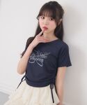 tシャツ ビジューロゴドロストTEE レディースの詳細画像5