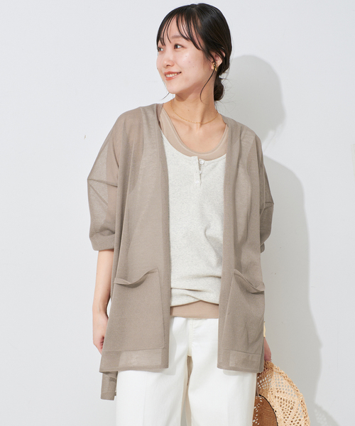 SLOBE IENA カーディガン シアーカーディガン レディース