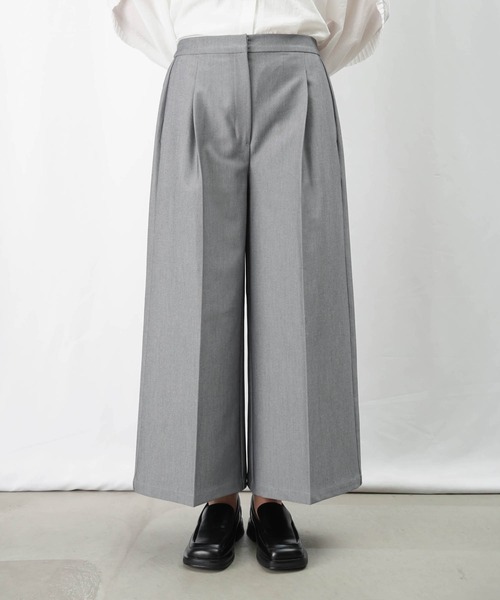ワイドクロップド丈パンツ　wide tuck slacks 楽天市場】パンツ ボトムス レディース ワイドパンツ ボックス