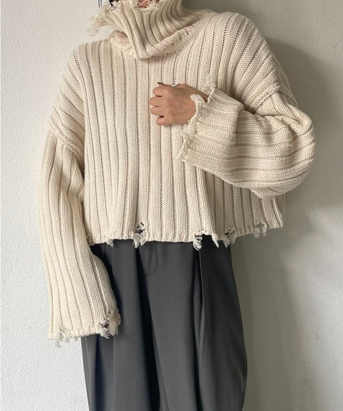 「AIC.」 タートルネックニット FREE ホワイト レディース_画像3