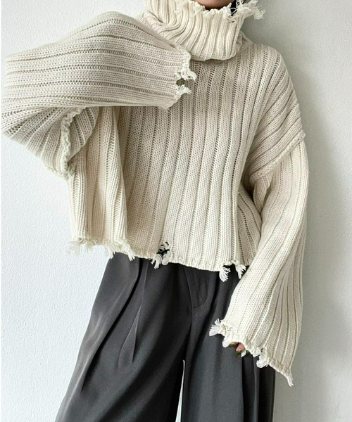 「AIC.」 タートルネックニット FREE ホワイト レディース_画像4