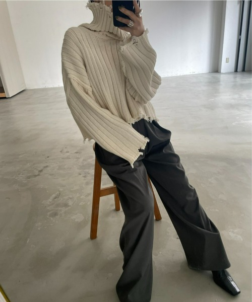 「AIC.」 タートルネックニット FREE ホワイト レディース_画像6