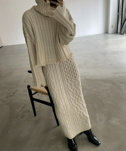 「AIC.」 タートルネックニット FREE ホワイト レディース_画像7