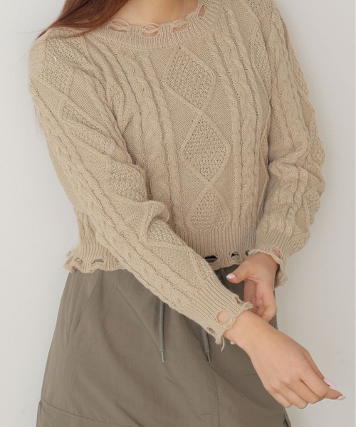 ROOP TOKYO ニット セーター DAMAGE SHORT KNIT / ダメージショート丈