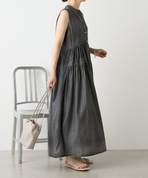 jena マーブル ロングワンピース Jena espace merveilleux ワンピース シアーデニムギャザー