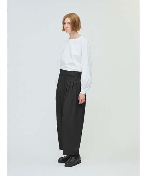 mizuiroind パンツ mizuiro ind ハイウエストタックパンツ
