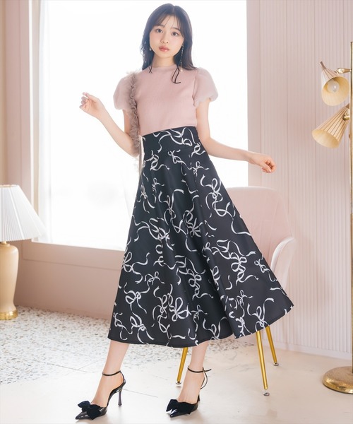 WILLSELECTION スカート 「8/8(fri)10時発売」リボンプリント