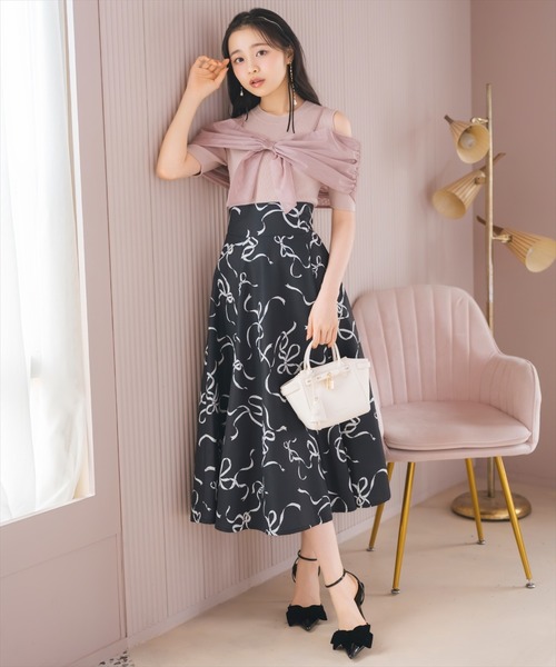 WILLSELECTION スカート 「8/8(fri)10時発売」リボンプリント