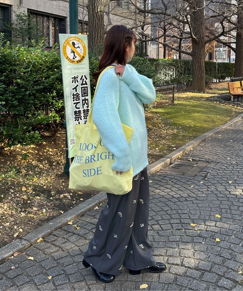 PILIT ワイドパンツ パンツ 「セットアップ可」刺繍ワイドパンツ