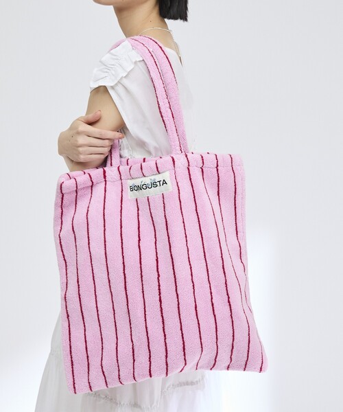 BONGUSTA ピンクストライプ トートバッグ BONGUSTA ボングスタ トートバッグ NARAM TOTEBAG ナラム