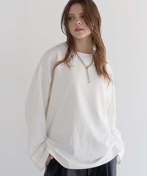 【SUKALA】ロゴジャガードロングスリーブトップス 白 ホワイト 長袖 SOCCE tシャツ スウェルジャガードロングスリーブカットソー メンズ