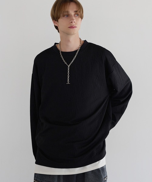 DOUBLE RL ブラック 長袖カットソー S SOCCE tシャツ スウェルジャガードロングスリーブカットソー メンズ