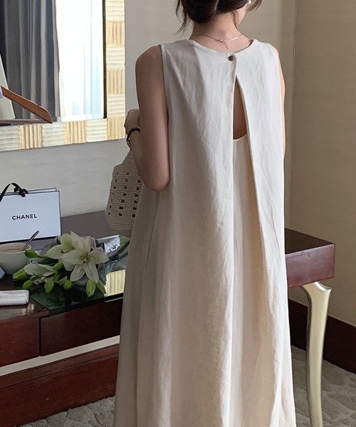 「FREE STYLISTS」 ノースリーブワンピース FREE オフホワイト レディース_画像3