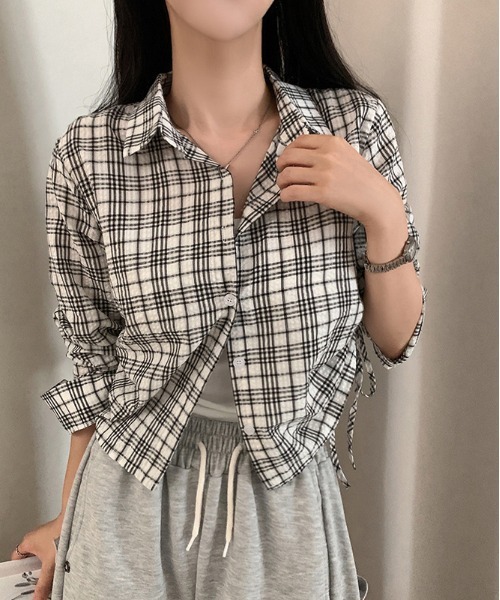 gossip!ロサンゼルス tシャツ ドローギャザーシャツ チェックシャツ 