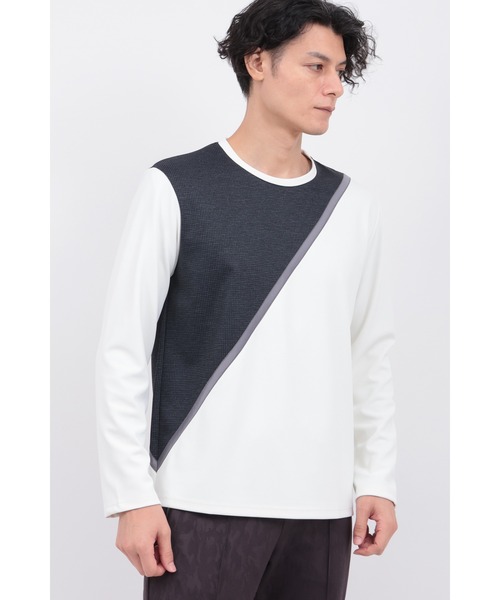 tシャツ ハウンドトゥースモザイクカットソー メンズ