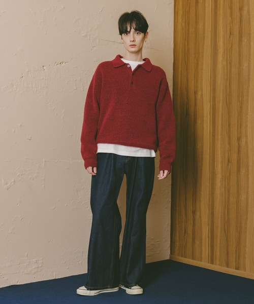 【完売品】nothommeblue ニットポロ　maroon RAGEBLUE（レイジブルー） ポロシャツ Relax Fit WOOLY Knit Polo
