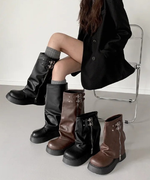 gossip!ロサンゼルス ブーツ Y2K ヴィンテージロングカバーブーツ