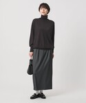スカート 2タック デニムライク ロングスカー...の詳細画像2
