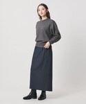 スカート 2タック デニムライク ロングスカー...の詳細画像3