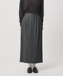 スカート 2タック デニムライク ロングスカー...の詳細画像5
