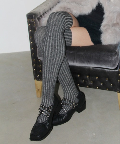 IMARI 靴下 「 IMARI / イマリ 」 ストライプ ニーハイ ソックス