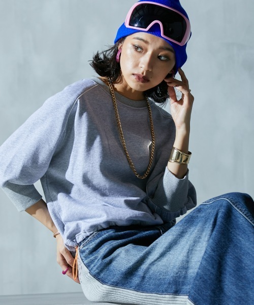 「GEVS.」 スウェットカットソー 5L 杢グレー レディース_画像2