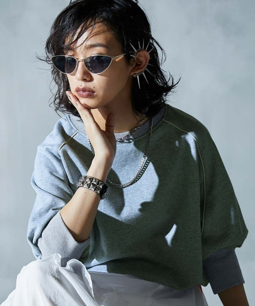 「GEVS.」 スウェットカットソー 5L 杢グレー レディース_画像8