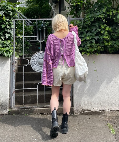 「HELLO.SANFRANCISCO」 カーディガン FREE スカイブルー レディース_画像4