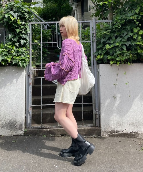 「HELLO.SANFRANCISCO」 カーディガン FREE スカイブルー レディース_画像5