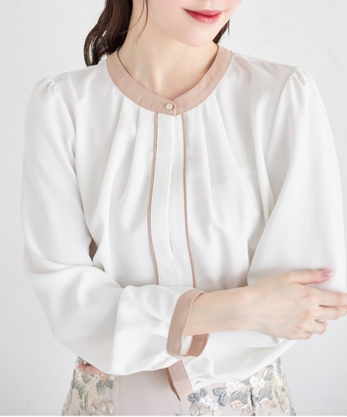 「tocco closet」 長袖ブラウス M ピンクベージュ レディース_画像2