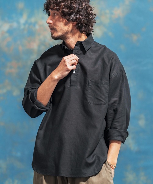 「Jih Nunc」 長袖シャツ L カーキ メンズ_画像2