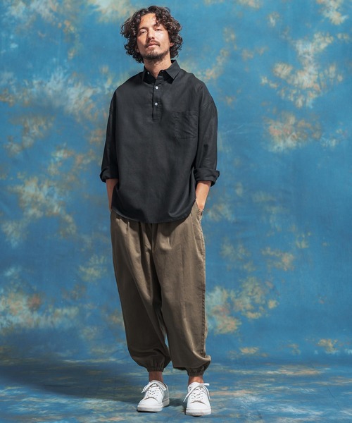 「Jih Nunc」 長袖シャツ L カーキ メンズ_画像4