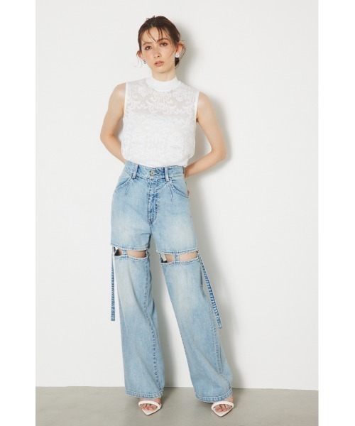 「rienda」 ノースリーブニット FREE ブルー レディース_画像2