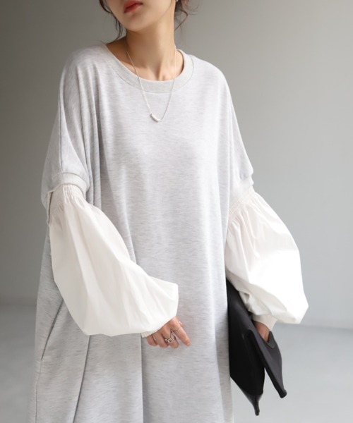 「HUG.U」 長袖ワンピース FREE グレー レディース_画像3