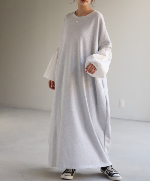 「HUG.U」 長袖ワンピース FREE グレー レディース_画像7